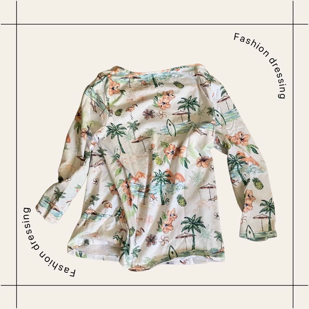 Vibrant Tropical Print Long Sleeve Top